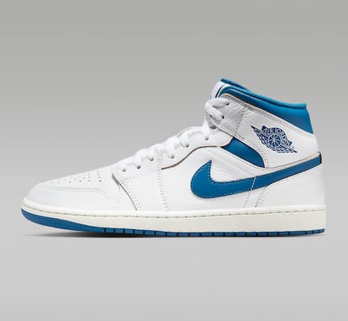 Air Jordan 1 Mid SE Men's Shoes in White/Sail/Industrial Blue